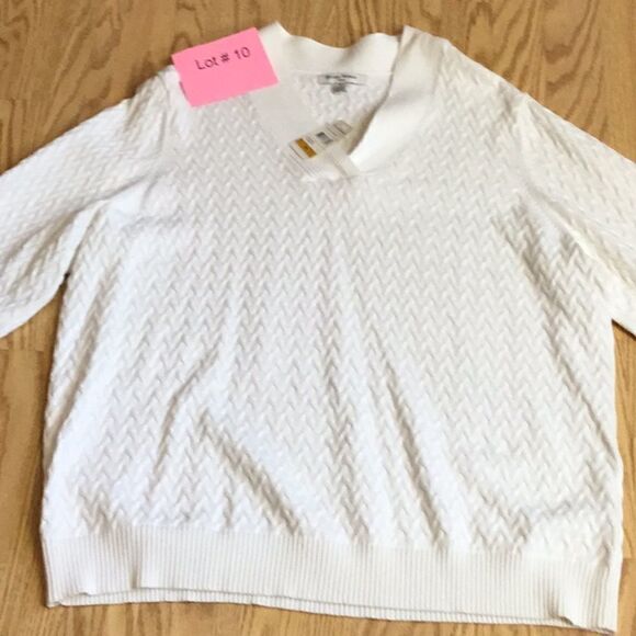 NWT White sweater with a basket weave design in size 3 XL any STUDIO WORKS - Picture 3 of 13